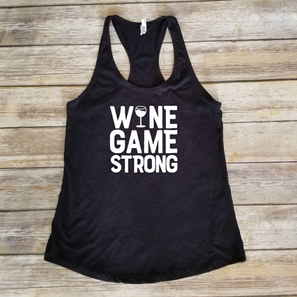 Wine Game Strong - women's black tank top